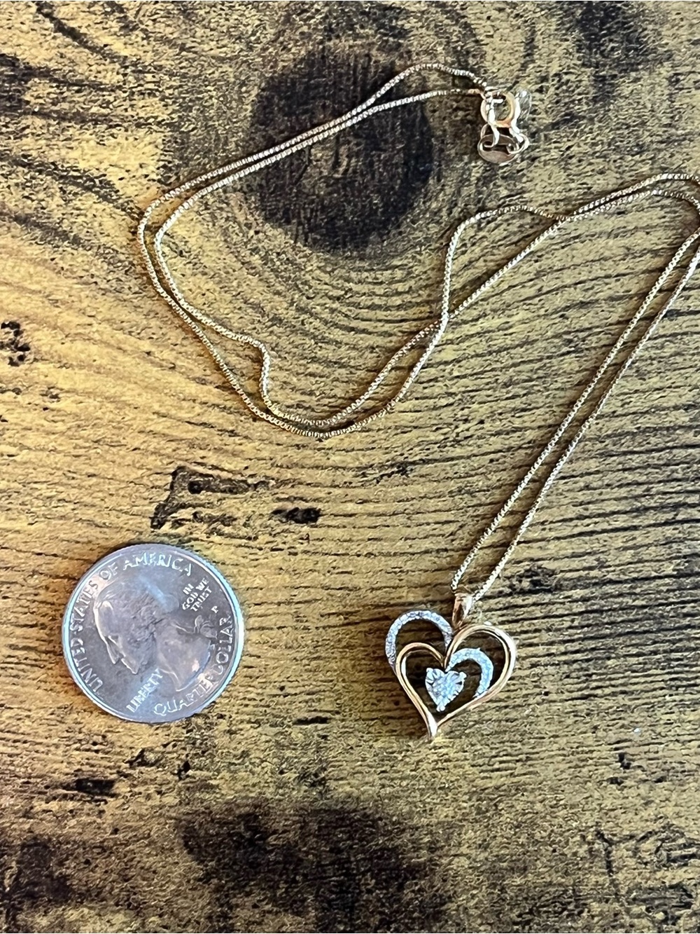 Karizia SPA Gold plated Heart Pendant Necklace with diamond in center